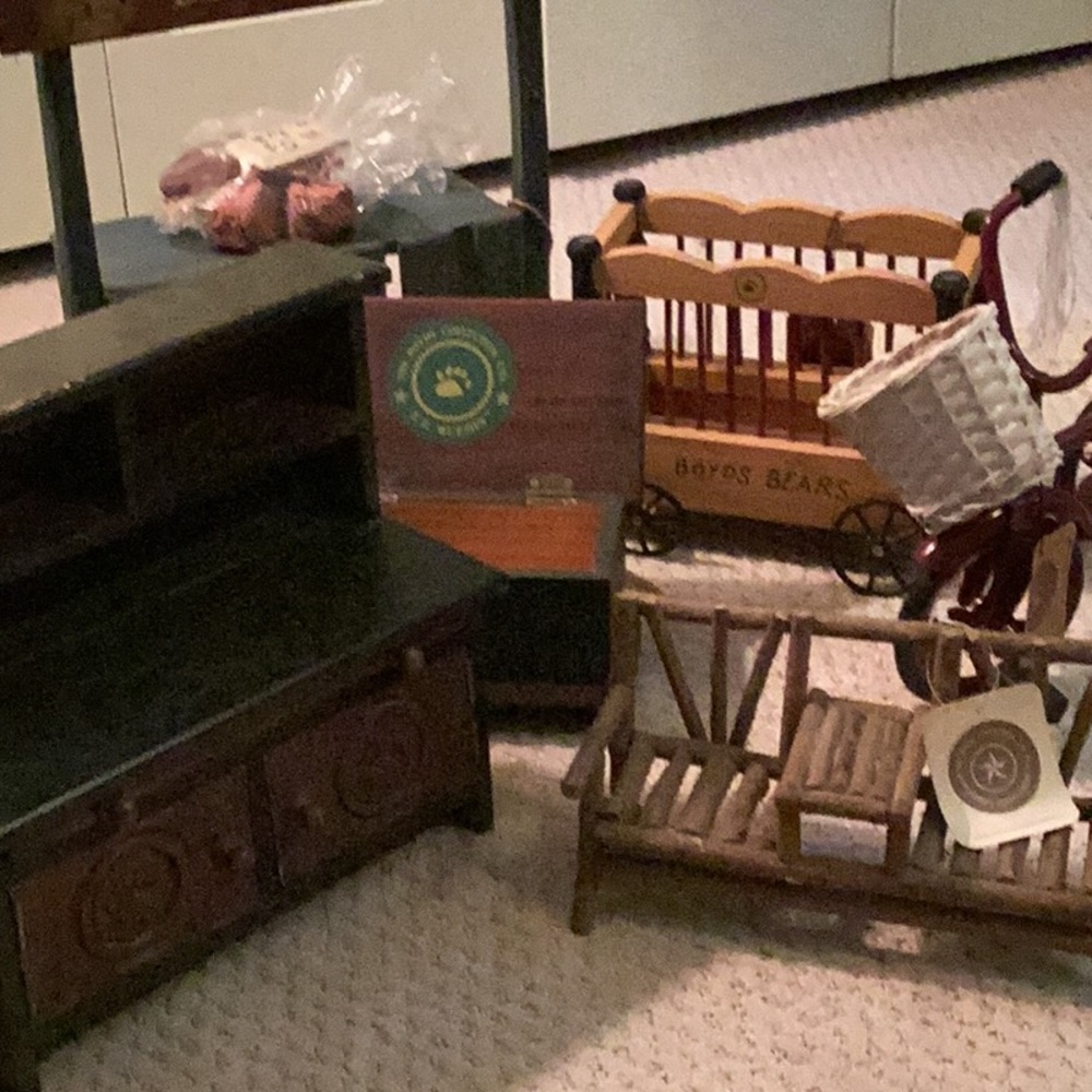 Boyd’s Bear Accessories: Circus Wagon, Bicycle, Chest, Hutch, Bench, Honey rack